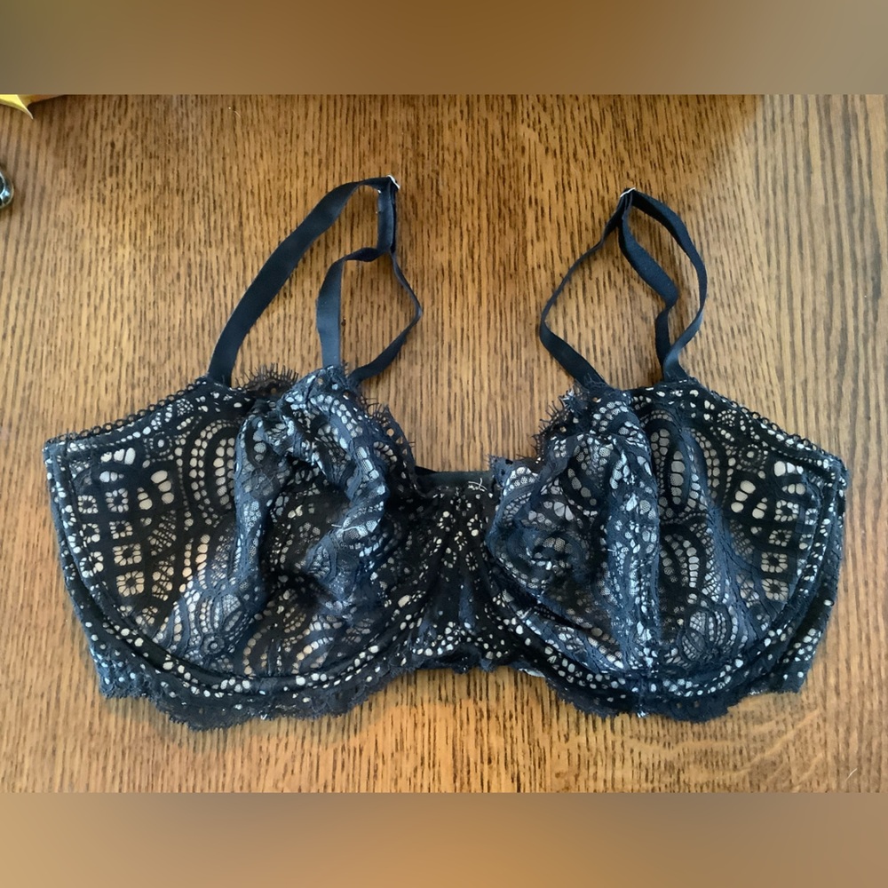 Victorias Secret Bra 38DD Dream Angels Push Up Without Padding Black Unlined Bra